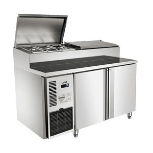 Comptoir à pizza en acier inoxydable sur mesure, réfrigéré, refroidissement par air, contrôle numérique de la température, <span class=keywords><strong>table</strong></span> de travail - Product Image 2