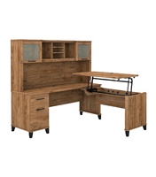 Bureau d'ordinateur de type L réglable avec étagère grand bureau avec hauteur confortable pour une utilisation au bureau à domicile
