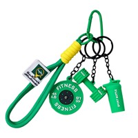 Porte-clés créatif sportif en PVC en forme d'haltère, mini pendentif haltère, breloque pour sac à dos d'étudiant ou voiture, style moderne et minimaliste