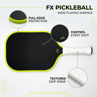 Raquette de pickleball pour enfants avec logo personnalisé FX, fibre de carbone T700, noyau en nid d'abeille de 16 mm, sans bordure, OEM ODM, pour le contrôle de la puissance et du spin