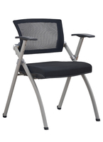 Chaise de conférence haut de gamme pliable et empilable avec tablette d'écriture, dossier en maille et coussin en mousse injectée PP, vente directe usine, MOQ 5