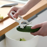 Idées de produits innovants 2025, éplucheur de fruits et légumes multifonctionnel écologique en acier inoxydable blanc, lame en acier inoxydable, poignée en ABS/PP