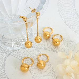 Yeni tasarım 18k altın kaplama top kolye kutusu zincir çekme ayarlanabilir paslanmaz çelik bilezik kolye küpe takı kadınlar için - Product Image 4