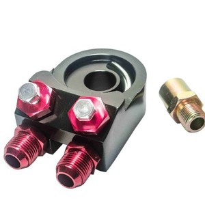 Adaptateur de refroidisseur d'huile en aluminium An10 pour plaques de moteur turbo T3 T4 PQY6723 Rouge Bleu Or Violet Noir Argent Personnalisable - Product Image 1