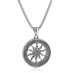 Collier pendentif soleil en acier inoxydable pour homme, design géométrique creux, style punk rétro 2310120 - Product Image 2