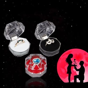 Boîte de rangement pour bagues en acrylique transparente portable en cristal bon marché, boîte de présentation de bijoux de mariage, boîte organisateur de bagues - Product Image 5