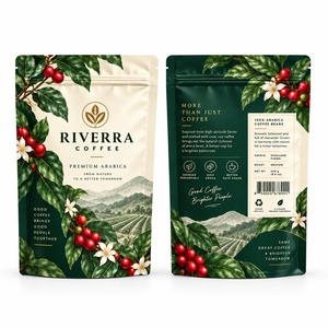 Bolsa de café de diseño personalizado con fondo plano y cierre de cremallera para granos de café - Product Image 5