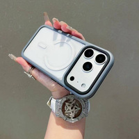 Coque de téléphone portable magnétique transparente en TPU PC tendance pour iPhone 17Pro Max 16 15 14 Plus 13 12, coque transparente antichoc