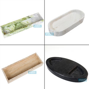 Plateau de service rectangulaire en marbre naturel de luxe, design Art Déco, taille personnalisable, blanc, décoration intérieure, plateau de salle de bain - Product Image 4