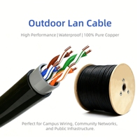Cable Ethernet de Alta Velocidad para Exteriores Cat5e Cat6 OEM/ODM de Fábrica, Cable LAN de Cobre Sólido Blindado, Resistente al Agua y a los Rayos UV