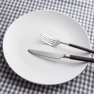 Assiettes à steak en porcelaine de style occidental, rondes, peu profondes, en céramique blanche pure, vaisselle d'hôtel, usage quotidien - Product Image 2