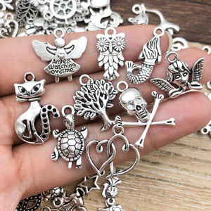 Breloques en argent tibétain mélangées, 100 types, alliage de zinc, accessoires de bijoux DIY, pendentifs pour la création artisanale - Product Image 3