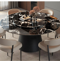 Retro-Stil Massivholz Runder Esstisch mit Drehplatte Nordisches Modernes Mid-Century-Inspiriertes Design Wohnmöbel für Kleine Häuser