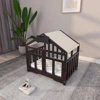 Nichoir de luxe toutes saisons en bois massif pour chiens et chats, cage moderne classique écologique et durable pour petits animaux