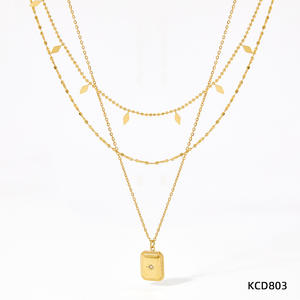 Moneda en capas de acero inoxidable, accesorio delicado de 18K - Product Image 5