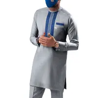 नई मध्य पूर्व ग्रे स्लिम प्रकार प्रवृत्ति डिजाइन लंबी आस्तीन पुरुषों इस्लामी कपड़े कपास लंबी शर्ट