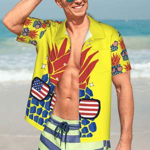 Chemise de plage hawaïenne d'été à manches courtes pour hommes Sublimation Printed Vintage 100% Polyester Men Beach Shirts - Product Image 4