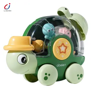 Chengji baby cartoon turtle bathroom shower rotate spray water cute animal infant bath toy with waterwheel