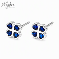 Boucles d'oreilles clous minimalistes Mylove personnalisées en argent sterling 925 plaqué rhodium avec zircon CZ trèfle à quatre feuilles, vente en gros