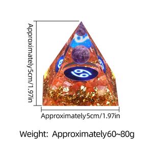 2165-Dodici Segni Zodiacali Sfera di Cristallo Ametista Dorata 5cm con Piramide, Ornamento da Scrivania in Resina Levigata per Casa e Ufficio - Product Image 5