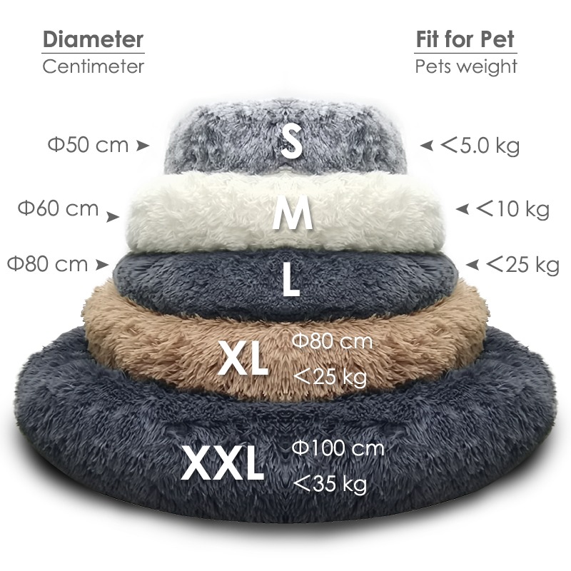 Wasbare Faux Fur Pet Super Zachte Comfortabele Donut Hond Bed Voor Grote Hond Warme Ronde Aangepaste Pluizige Pluche Hond bed