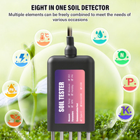 Testeur de sol à sonde 5 broches avec stockage, mesure l'EC, la température, l'humidité, le PH, la fertilité, la fertilité N-P-K (azote, phosphore, potassium)