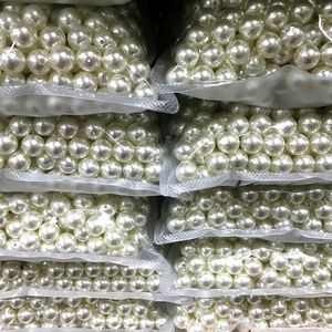 ลูกปัดพลาสติกมุกสีขาวครีมแบบเจาะรูครึ่งวงกลม ลูกปัดพลาสติกมุก ABS ขายส่ง - Product Image 2
