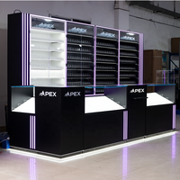 Éclairage LED personnalisé APEX avec logo, présentoir pour magasin de tabac, portes coulissantes connectées, présentoir de point de vente pour tabac avec système d'alimentation par poussée
