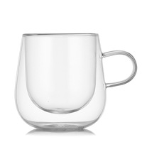 Vente en gros de tasse à café et thé en verre à double paroi en borosilicate transparent pour café, lait, thé, tasse résistante au froid