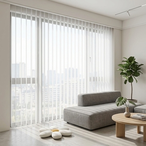 Store occultant Sisheng blanc Dream Window Shade, rideau occultant Dream Curtain, stores verticaux à commande manuelle pour porte patio et porte française - Product Image 1