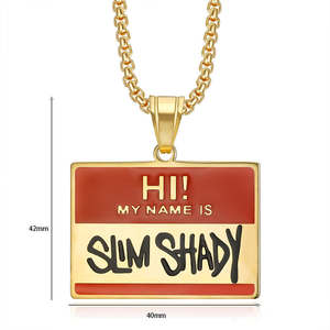 Collier pendentif Hip Hop Slim Shady 2026, en acier inoxydable plaqué or 18 carats, bijoux <span class=keywords><strong>de</strong></span> mode pour hommes et femmes, vente en gros - Product Image 6