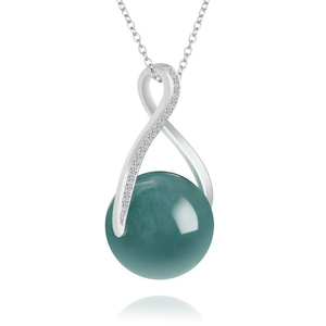 Pendentif rond en jadéite bleue de qualité A, véritable et naturelle, en jade doux. Ensemble en argent S925. - Product Image 1