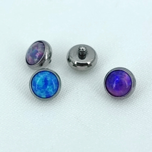 Bisel de titanio clásico para niños Selt Roscado Nariz <span class=keywords><strong>Labio</strong></span> <span class=keywords><strong>Piercing</strong></span> Extremos Superficie dérmica de ópalo ASTM F136 para compromisos de bodas - Product Image 2