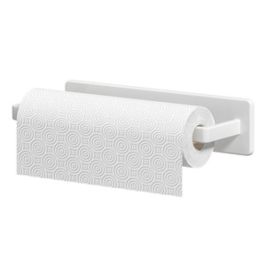 Wall Mounted Toilet Paper <b>Holder</b> With Towel Rack Punch Free Metal Organizer For <b>Kitchen</b> Bathroom Black White Gray - Product Image 5