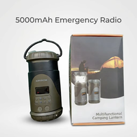 Radio portátil de camping con manivela solar, AM/FM/NOAA, SOS, batería externa y asa integrada