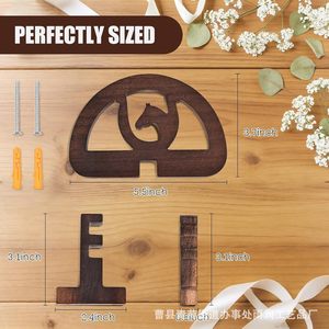 Wooden Hat Rack <b>Wall</b> Mounted Round Shape Durable Multipurpose Storage For Sun Hat Baseball Cap Display - Product Image 4