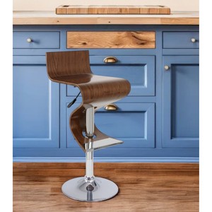 Sedia sgabello da Bar in altezza regolabile in legno massello e metallo con schienale basso HMS marrone e argento - Product Image 1