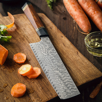 XINZUO Couteau Nakiri de cuisine pointu fait main en acier damas 67 couches avec manche en bois de fer du désert boîte-cadeau