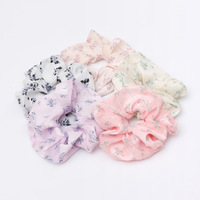 Nouveau Super Elastique à Cheveux en Forme d'Intestin de Cochon, Style Coréen, Petit Motif Floral, Elastique à Cheveux Fait Main Haut de Gamme pour Femmes