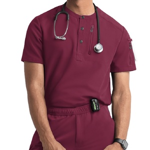 Uniforme de hospital de tela tejida de manga corta, uniformes médicos elásticos de moda - Product Image 1