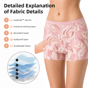 Culottes menstruelles pour femmes en coton avec motifs botaniques, en tissu jersey, protection pour flux abondant, sous-vêtements physiologiques - Product Image 1