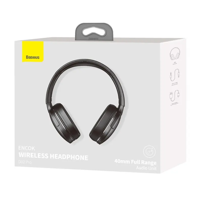 Original Baseus D02 Pro Wireless BT Headphones HIFI Stereo Earphones Foldable Sport Headset with Audio Cable for iPhone Tablet