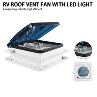 Ventilateur de toit HEYRV 280MM CE DC12V à commande manuelle avec lumière LED et couvercle fumé anti-jaunissement pour camping-car, caravane