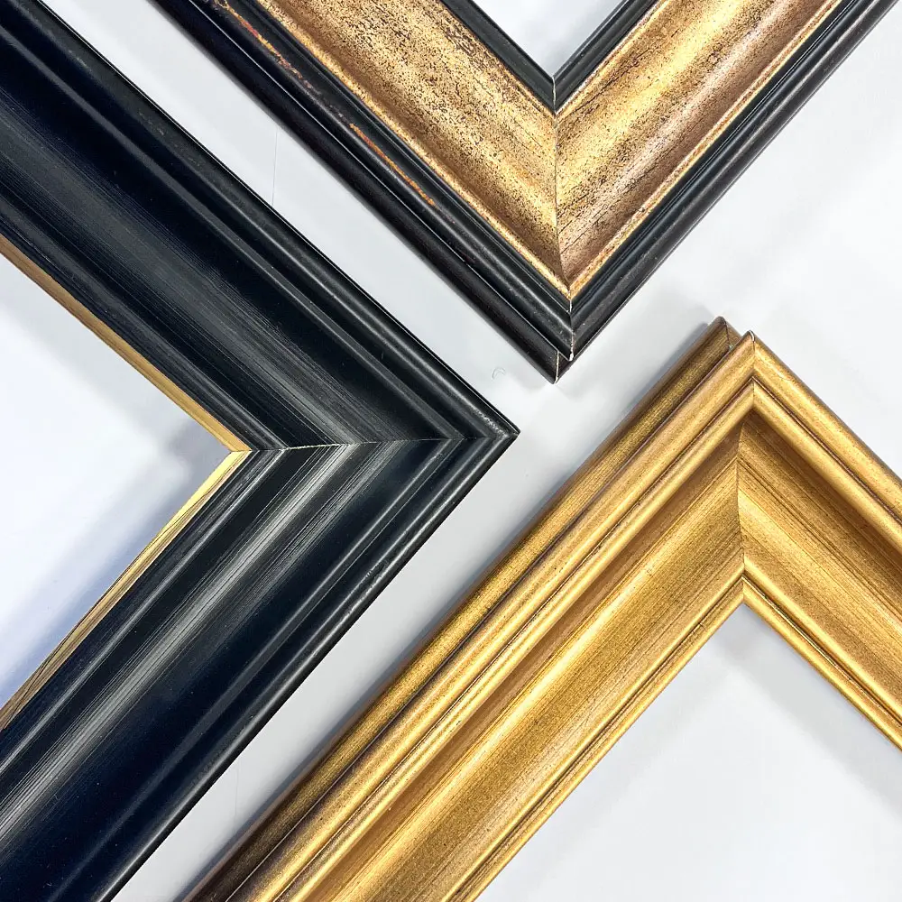 2023 New Arrival OEM ODM Wholesale Solid Wood Gold Black Photo Frames Picture Frame Moulding for Wall Decor