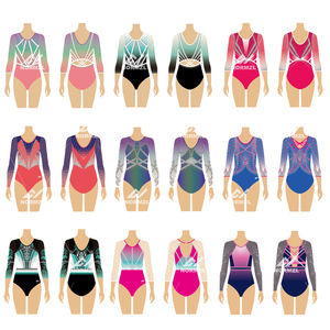 Özel rekabet jimnastik Leotard dans Leotard sarı yetişkin uzun kollu jimnastik giyim - Product Image 5