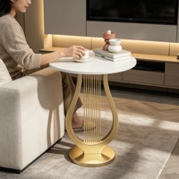 Table d'appoint de style harpe créative pour salon, petite table à thé en ardoise, table de chevet de style luxe léger