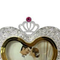 Lampe décorative de luxe en forme de cadre photo, souvenir de mariage, lampe de table romantique, ornement de table de mariage, ornement en forme de cœur texturé en cristal