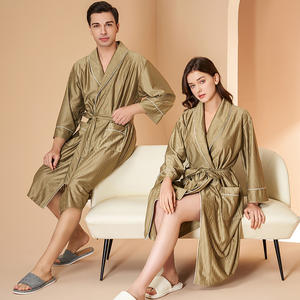 Grey <strong>Black</strong> Blue Stripe Couple Home Sleepwear Loungewear Luxury Cooling <strong>Dressing</strong> <strong>Gown</strong> Summer Satin Hotel <strong>Men</strong> White Robes - Product Image 1