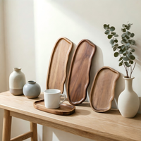 Japanischer Stil Akazienholz Wolkenförmiges Einstöckiges Teetablett Servierplatte für Wohnzimmer Kuchen und Snacks Flexibel Einsetzbar