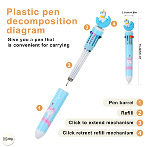 Wholesale 10 Colors Cute Color Ball <b>Pen</b> with Kawaii Silicone Animal Unicorn Head for Kids Student - Product Image 2